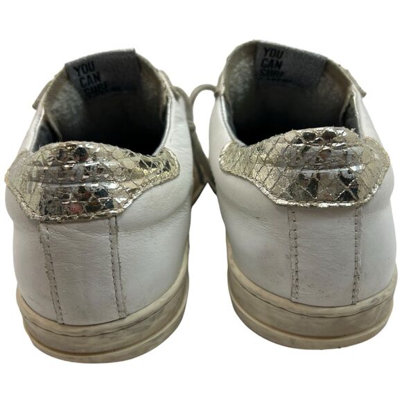 P448 Women's John Perforated Leather & Snake Print Lace Up Sneakers Size 39 - Picture 5 of 9